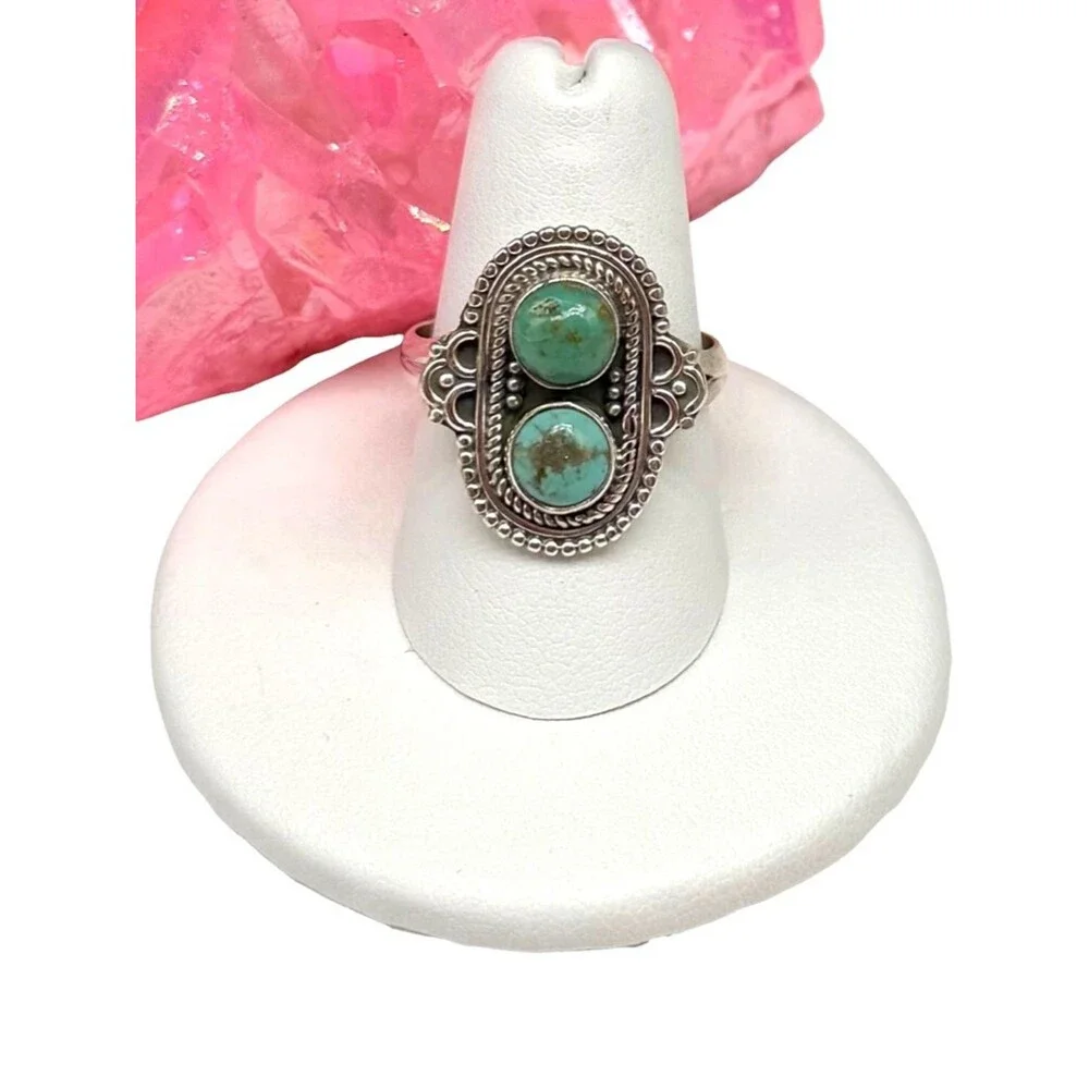Arizona Mohave Turquoise Ring Size 8.5 Solid 925 Sterling Silver